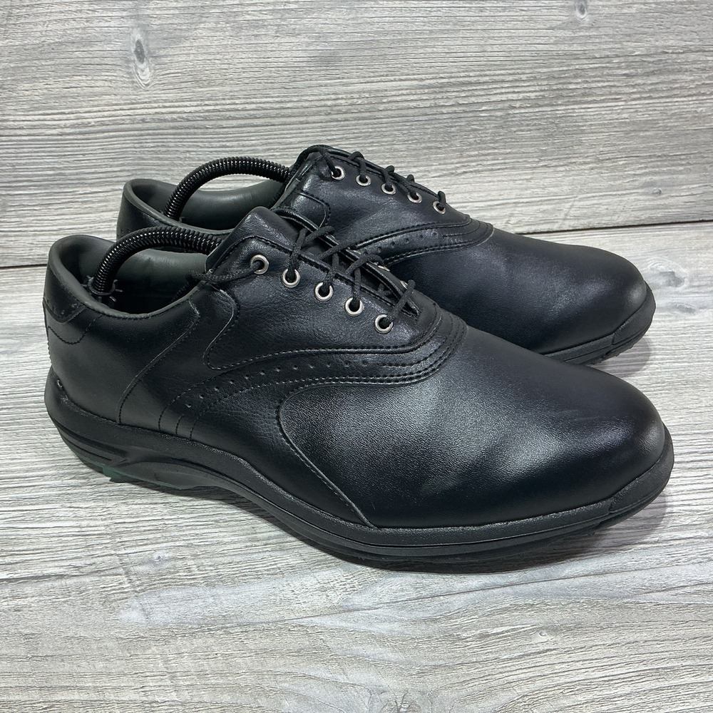 FOOTJOY Greenjoys 45462 Mens Black Leather Golf Shoes Men's Size 9W Wide